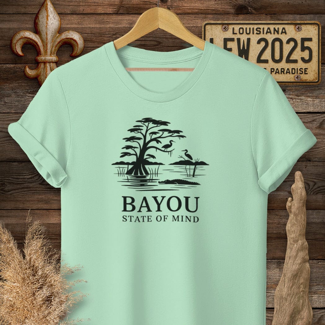 S / Mint Green Louisiana Bayou State Of Mind Nature T-Shirt by Laissez Faire Wear