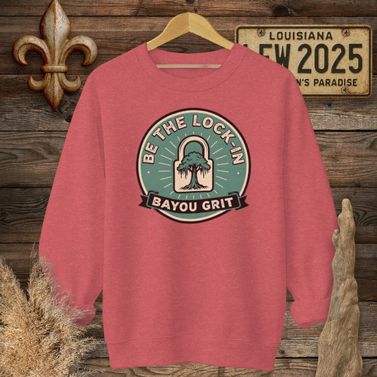 S / Heather Scarlet Red Louisiana Be The Lock-in Sweatshirt by Laissez Faire Wear