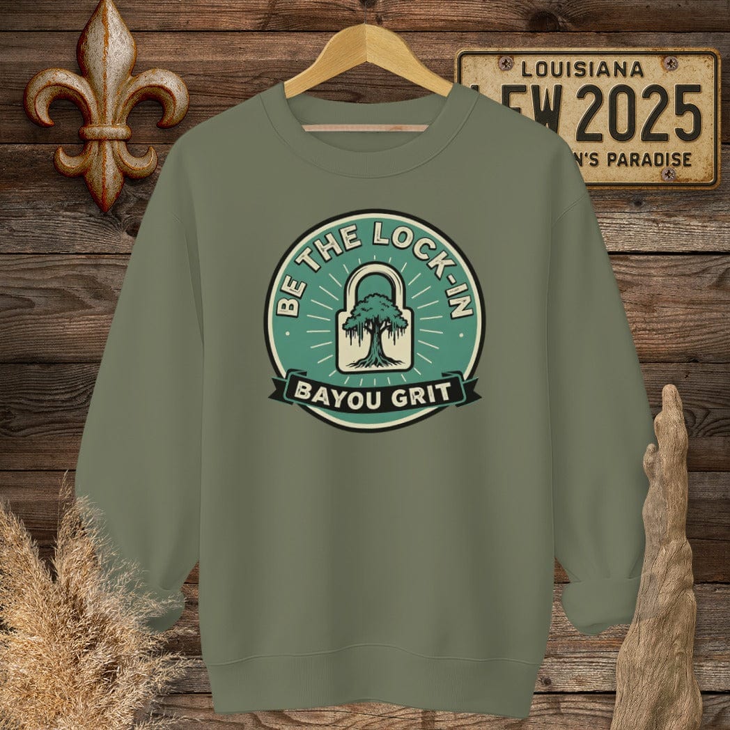 S / Military Green Louisiana Be The Lock-in Sweatshirt by Laissez Faire Wear