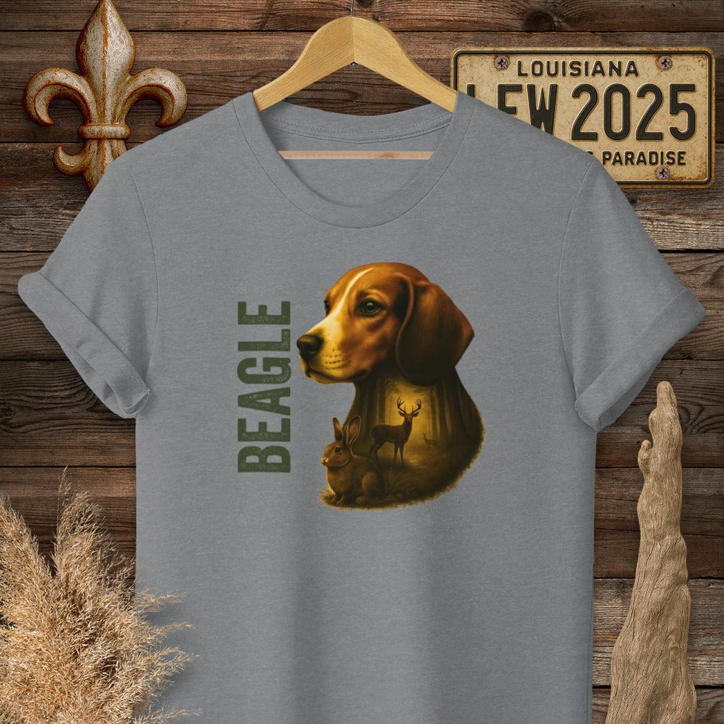 S / Graphite Heather Louisiana Beagle Hunting Dog T-Shirt by Laissez Faire Wear
