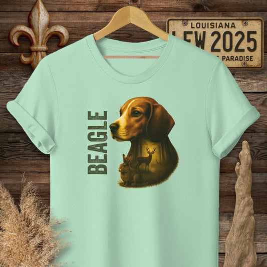 S / Mint Green Louisiana Beagle Hunting Dog T-Shirt by Laissez Faire Wear