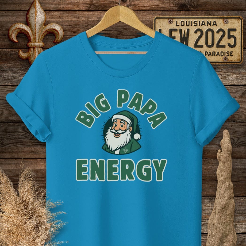S / Sapphire Louisiana Big Papa Energy Christmas T-Shirt by Laissez Faire Wear