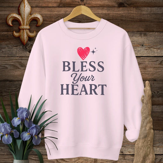 S / Light Pink Louisiana Bless Your Heart Sweatshirt by Laissez Faire Wear
