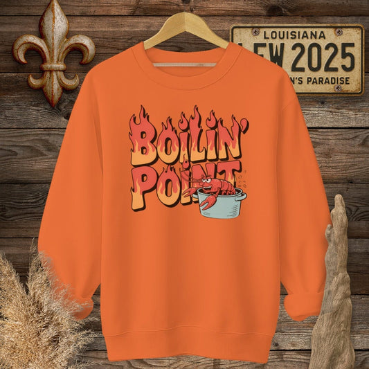 S / Orange Louisiana Boiling Point Funny Crawfish Boil Sweatshirt by Laissez Faire Wear