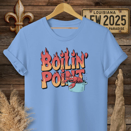 S / Carolina Blue Louisiana Boiling Point Funny Crawfish Boil T-Shirt by Laissez Faire Wear