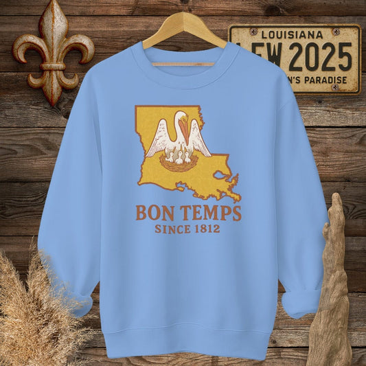 S / Carolina Blue Louisiana Bon Temps Since 1812 Sweatshirt by Laissez Faire Wear
