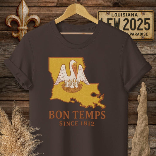 S / Dark Chocolate Louisiana Bon Temps Since 1812 T-Shirt by Laissez Faire Wear