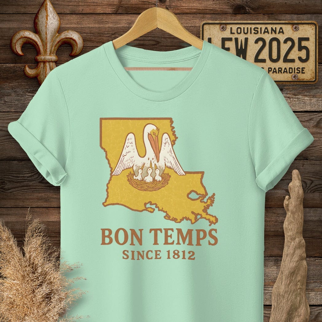S / Mint Green Louisiana Bon Temps Since 1812 T-Shirt by Laissez Faire Wear
