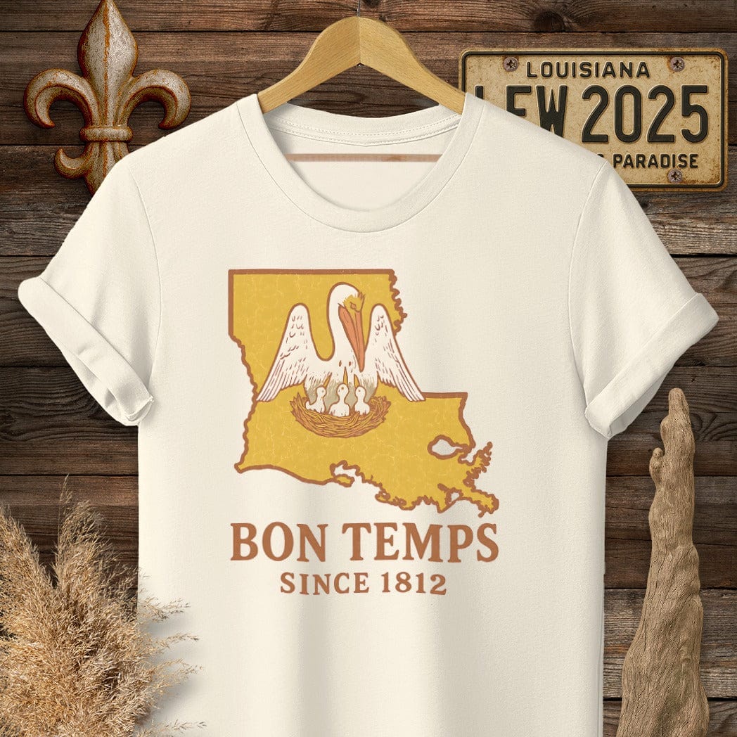 S / Natural Louisiana Bon Temps Since 1812 T-Shirt by Laissez Faire Wear