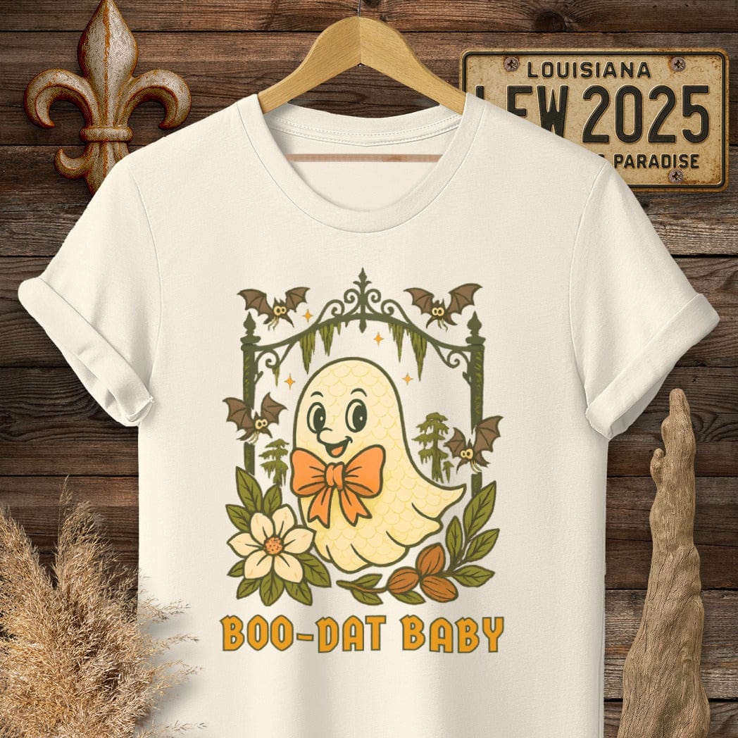 S / Natural Louisiana Boo-Dat Halloween T-Shirt by Laissez Faire Wear