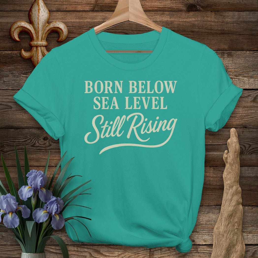 S / Jade Dome Louisiana Born Below Sea Level T-Shirt by Laissez Faire Wear