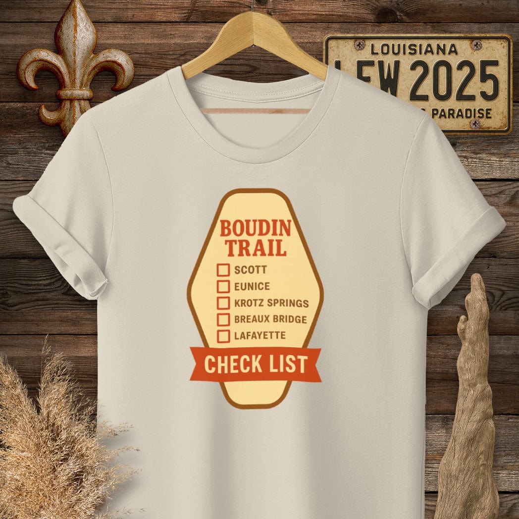 S / Sand Louisiana Boudin Trail T-Shirt by Laissez Faire Wear