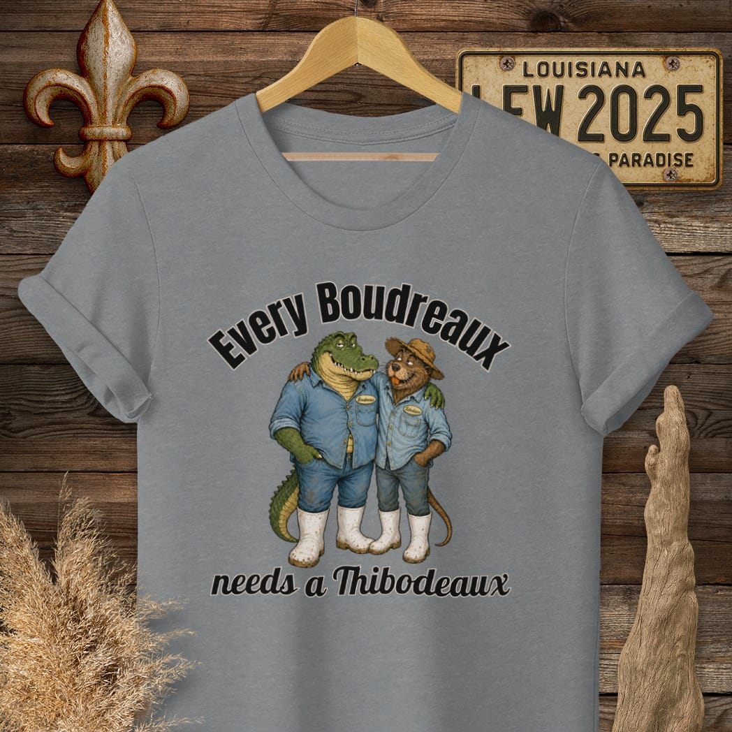 S / Graphite Heather Louisiana Boudreaux & Thibodeaux by Laissez Faire Wear