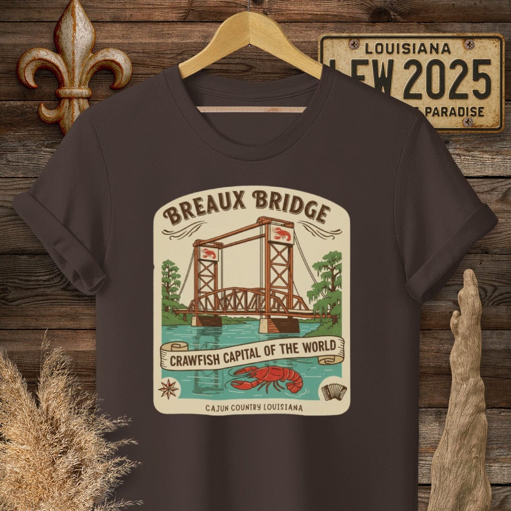 S / Dark Chocolate Louisiana Breaux Bridge T-Shirt by Laissez Faire Wear