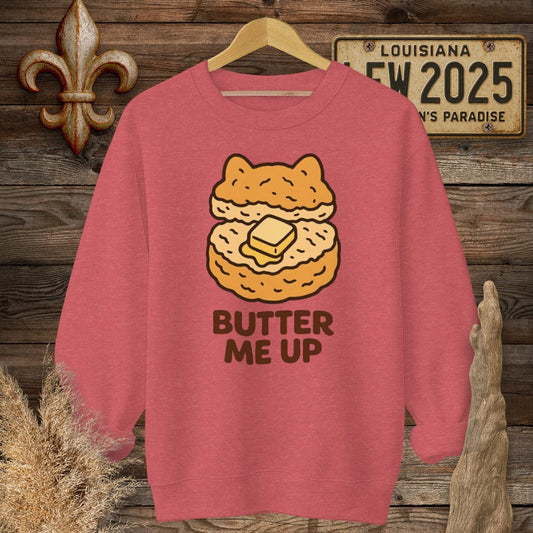 S / Heather Scarlet Red Louisiana Butter Me Up Sweatshirt by Laissez Faire Wear