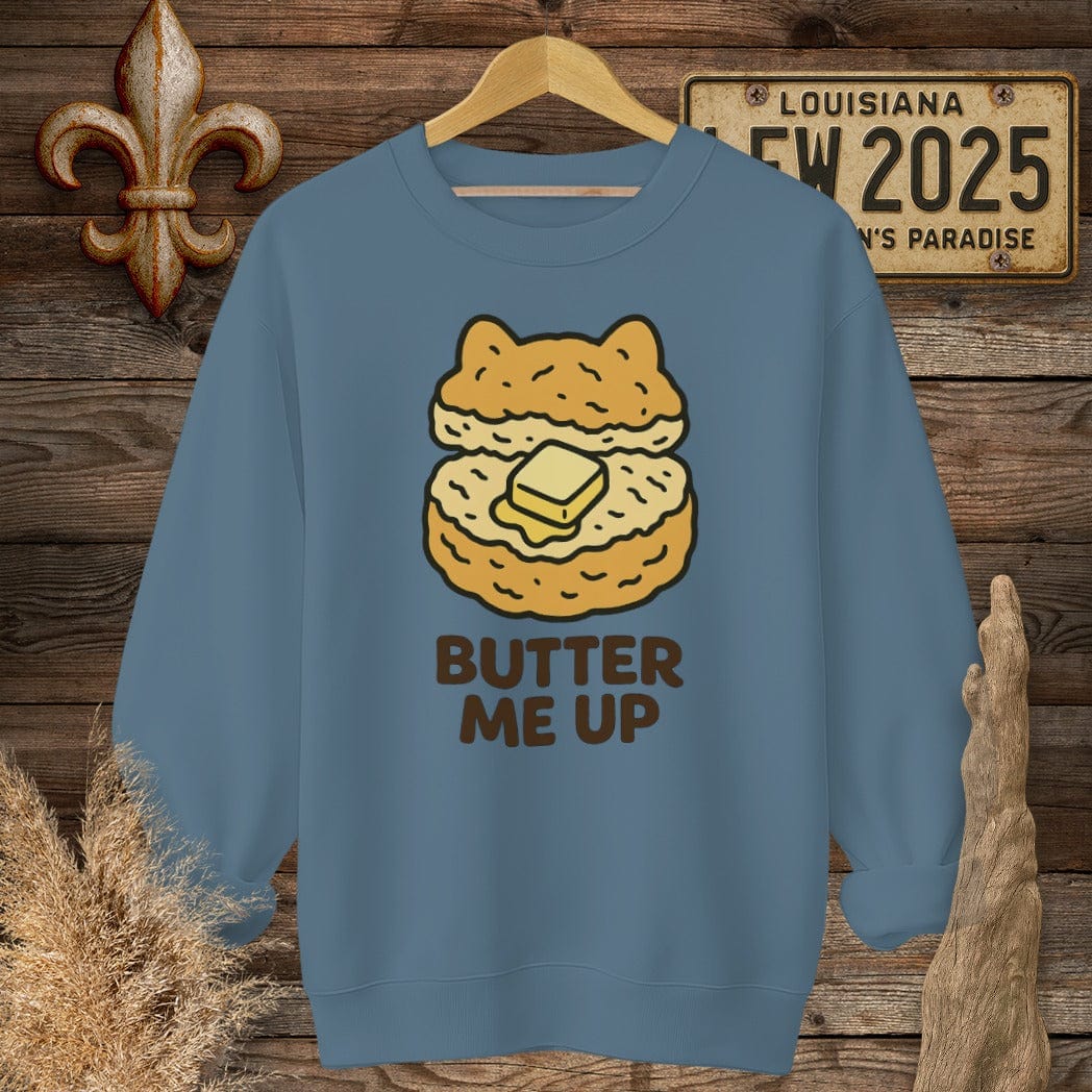 S / Indigo Blue Louisiana Butter Me Up Sweatshirt by Laissez Faire Wear