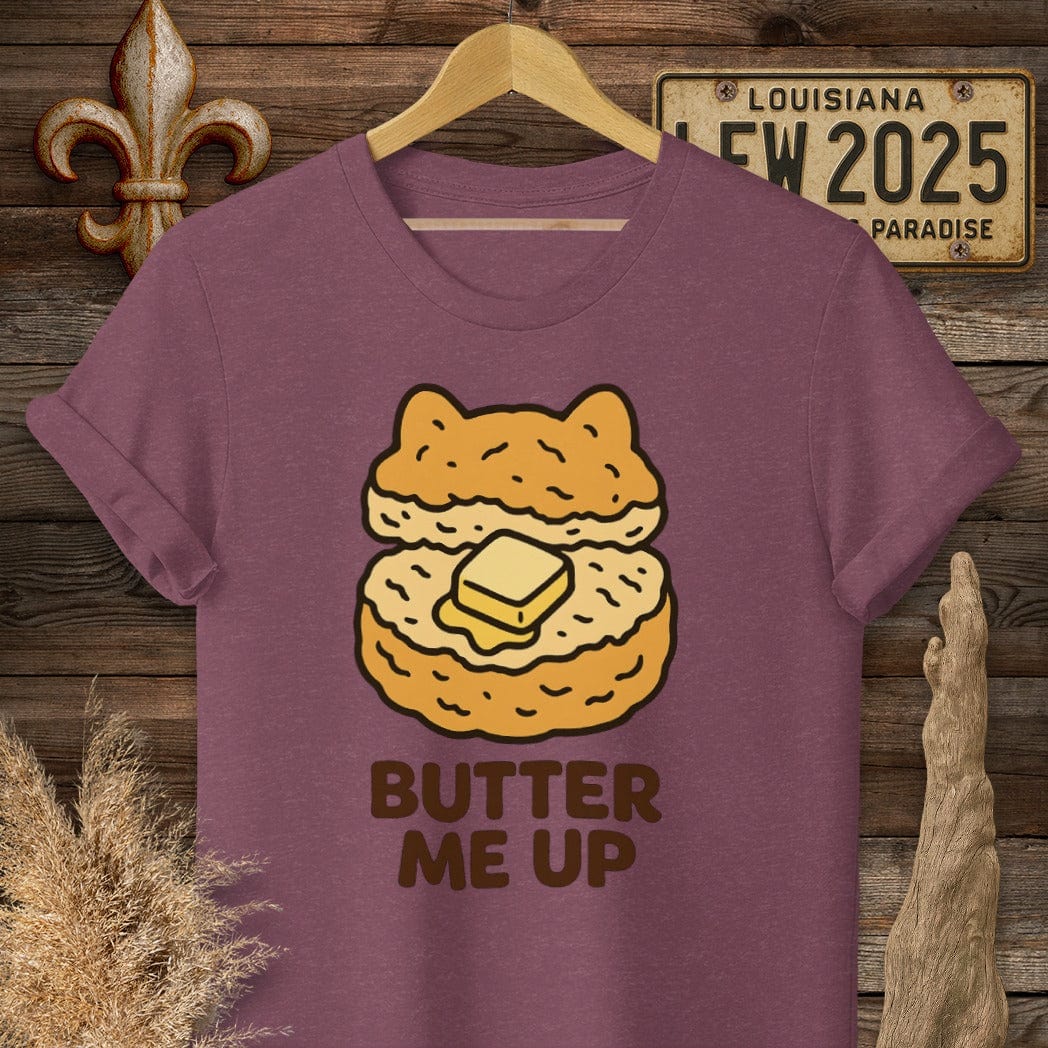 S / Heather Maroon Louisiana Butter Me Up T-Shirt by Laissez Faire Wear