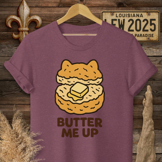 S / Heather Maroon Louisiana Butter Me Up T-Shirt by Laissez Faire Wear