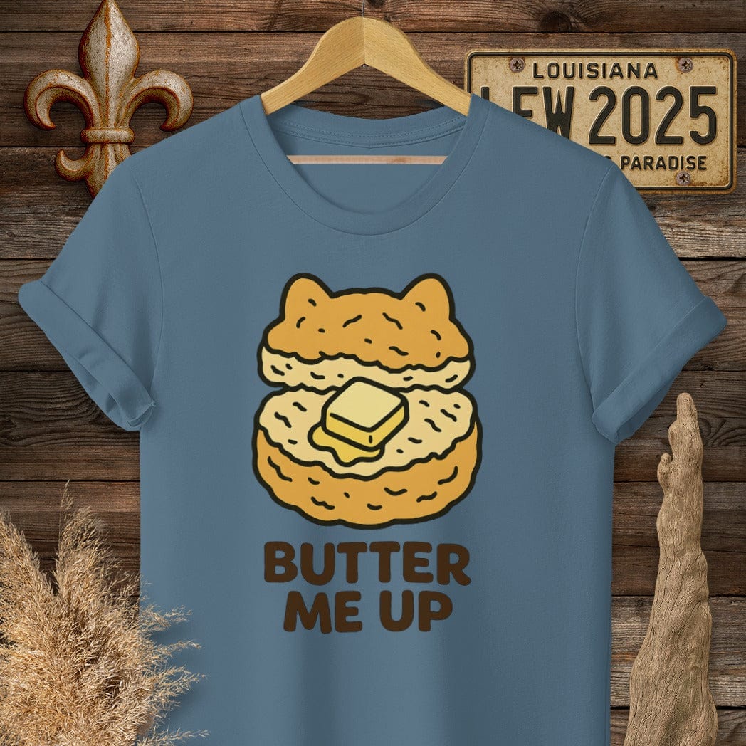 S / Indigo Blue Louisiana Butter Me Up T-Shirt by Laissez Faire Wear