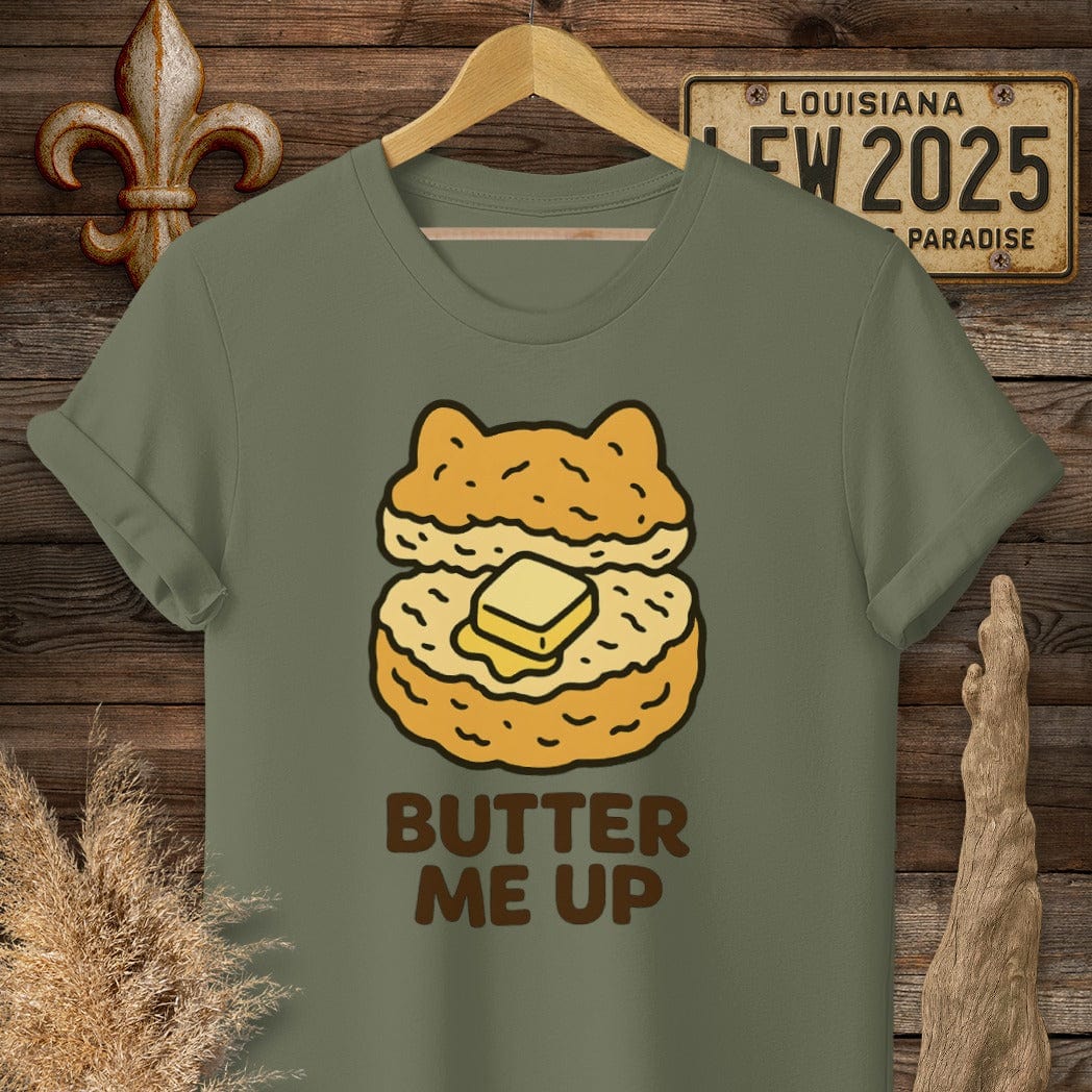 S / Military Green Louisiana Butter Me Up T-Shirt by Laissez Faire Wear