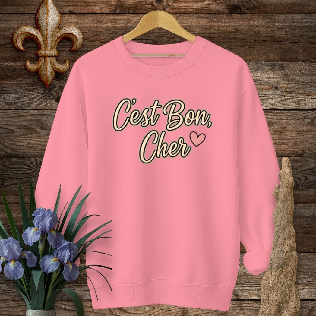 S / Safety Pink Louisiana C'est Bon, Cher Sweatshirt by Laissez Faire Wear