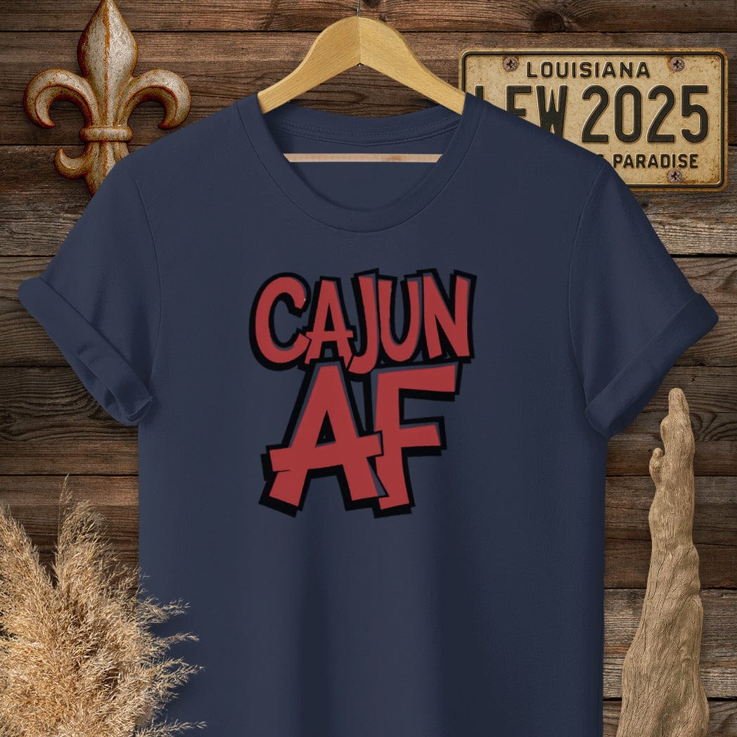 S / Navy Louisiana Cajun AF Funny T-Shirt by Laissez Faire Wear