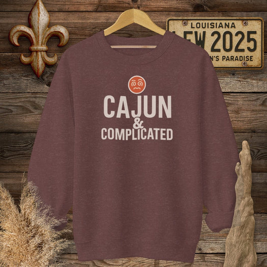 S / Heather Sport Dark Maroon Louisiana Cajun And Complicated Sweatshirt by Laissez Faire Wear