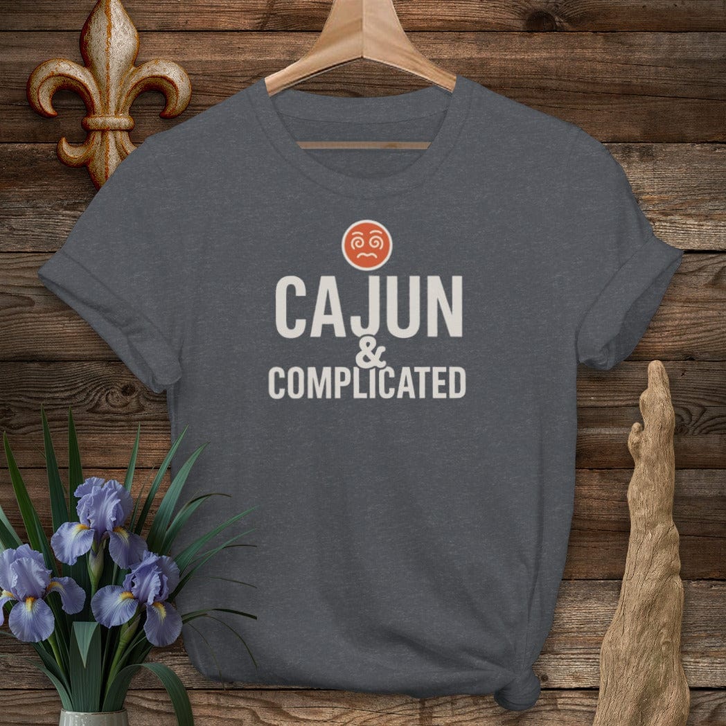 S / Dark Heather Grey Louisiana Cajun And Complicated T-Shirt by Laissez Faire Wear