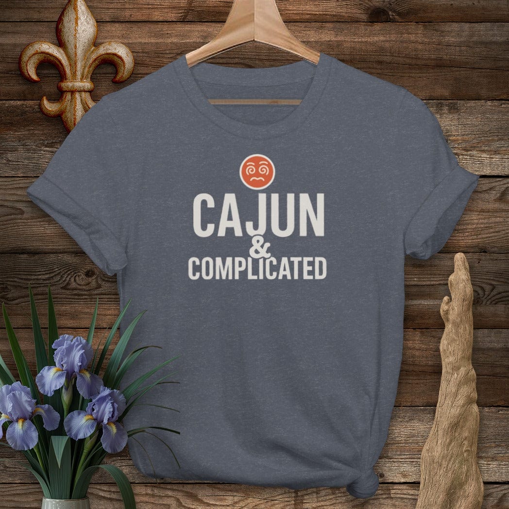 S / Heather Navy Louisiana Cajun And Complicated T-Shirt by Laissez Faire Wear