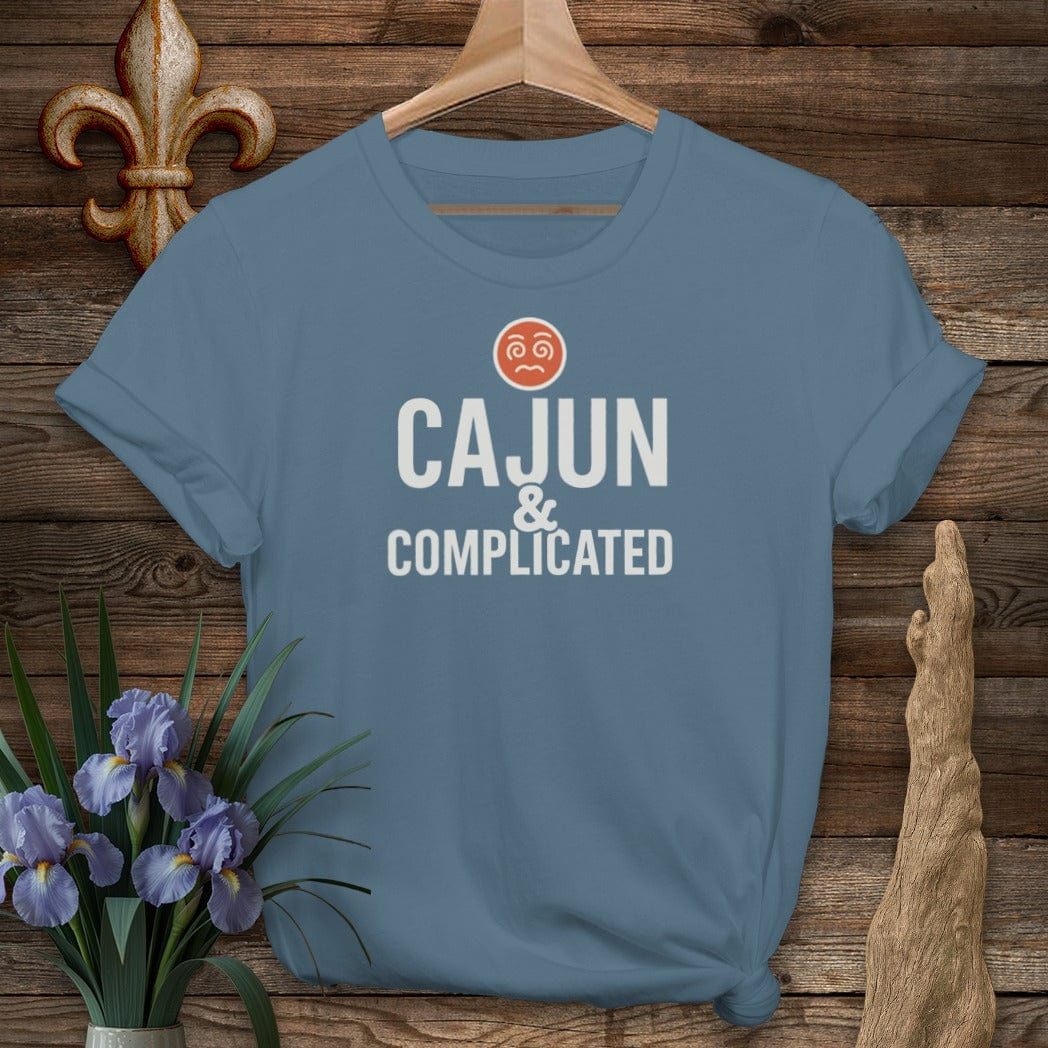 S / Indigo Blue Louisiana Cajun And Complicated T-Shirt by Laissez Faire Wear