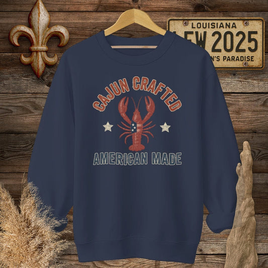 S / Navy Louisiana Cajun Crafted, American Made Patriotic Sweatshirt by Laissez Faire Wear