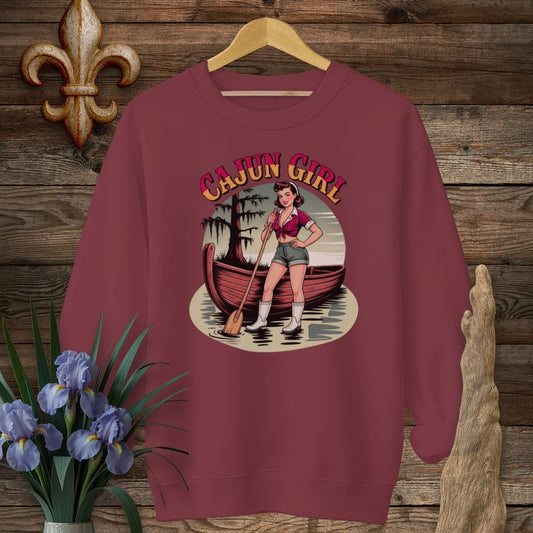 S / Garnet Louisiana Cajun Girl Pinup Sweatshirt by Laissez Faire Wear