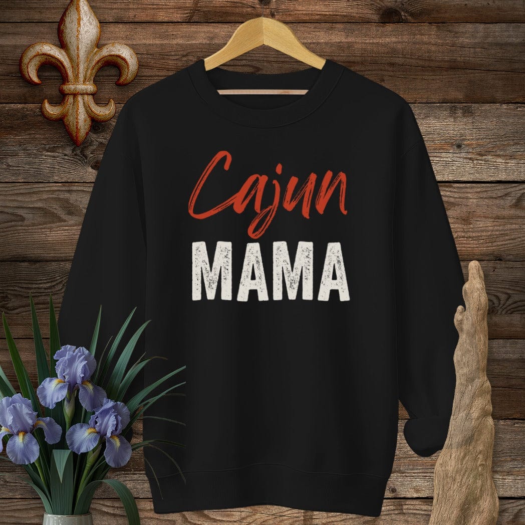S / Black Louisiana Cajun Mama Sweatshirt by Laissez Faire Wear