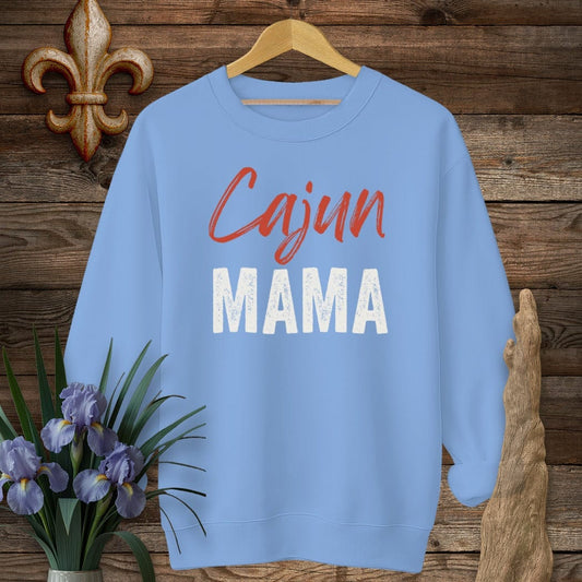 S / Carolina Blue Louisiana Cajun Mama Sweatshirt by Laissez Faire Wear