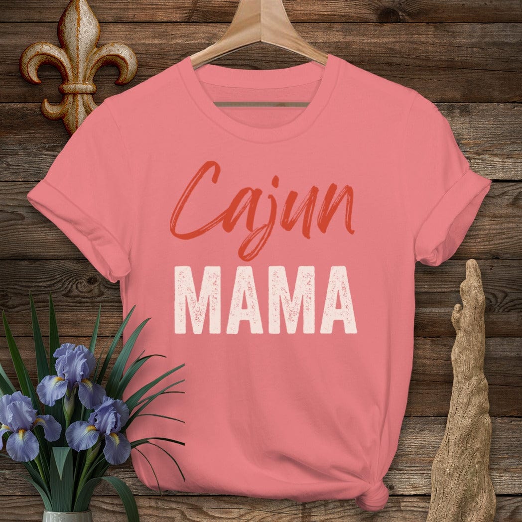 S / Coral Silk Louisiana Cajun Mama T-Shirt by Laissez Faire Wear