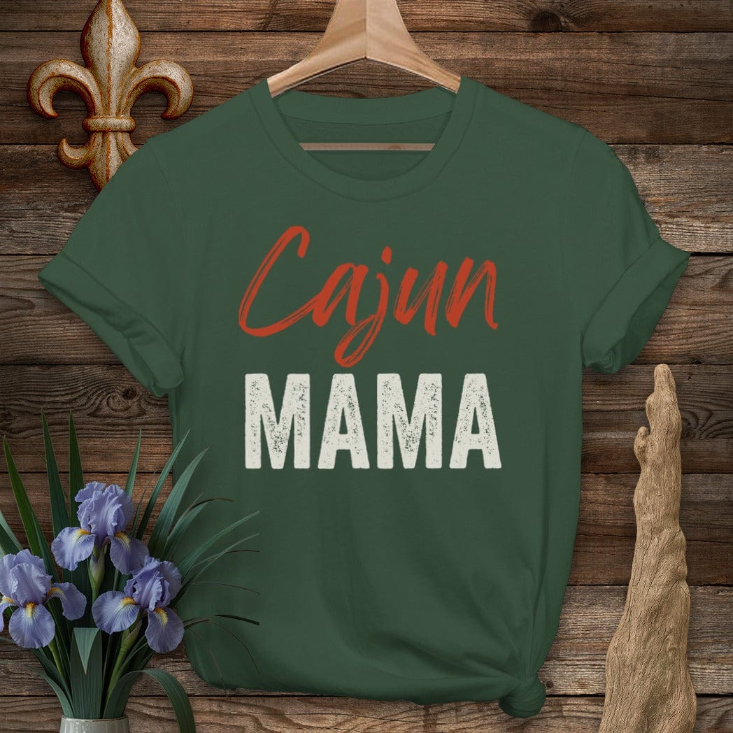 S / Forest Green Louisiana Cajun Mama T-Shirt by Laissez Faire Wear