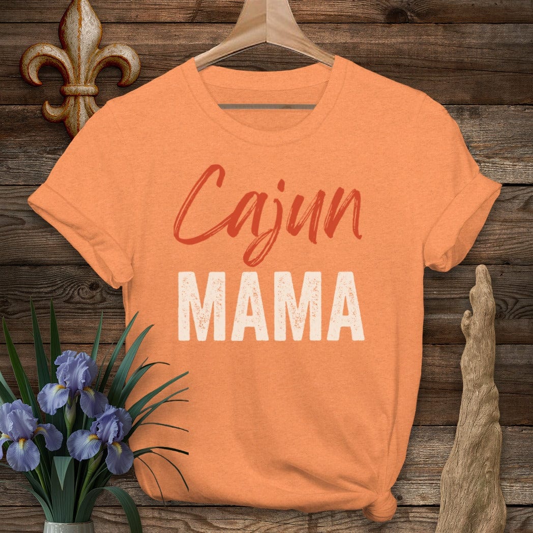 S / Heather Orange Louisiana Cajun Mama T-Shirt by Laissez Faire Wear