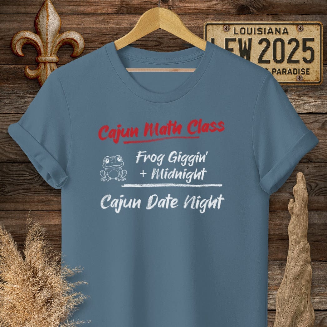 S / Indigo Blue Louisiana Cajun Math Class - Cajun Date Night T-Shirt by Laissez Faire Wear
