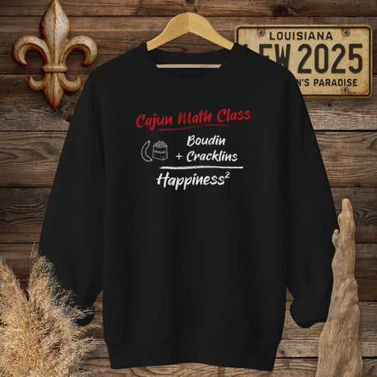 S / Black Louisiana Cajun Math Class - Happiness Sweatshirt by Laissez Faire Wear
