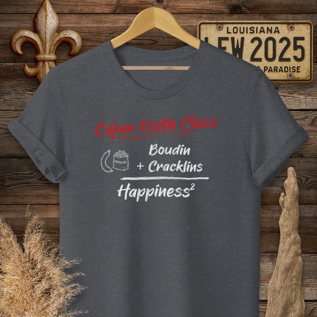 S / Dark Heather Grey Louisiana Cajun Math Class - Happiness T-Shirt by Laissez Faire Wear