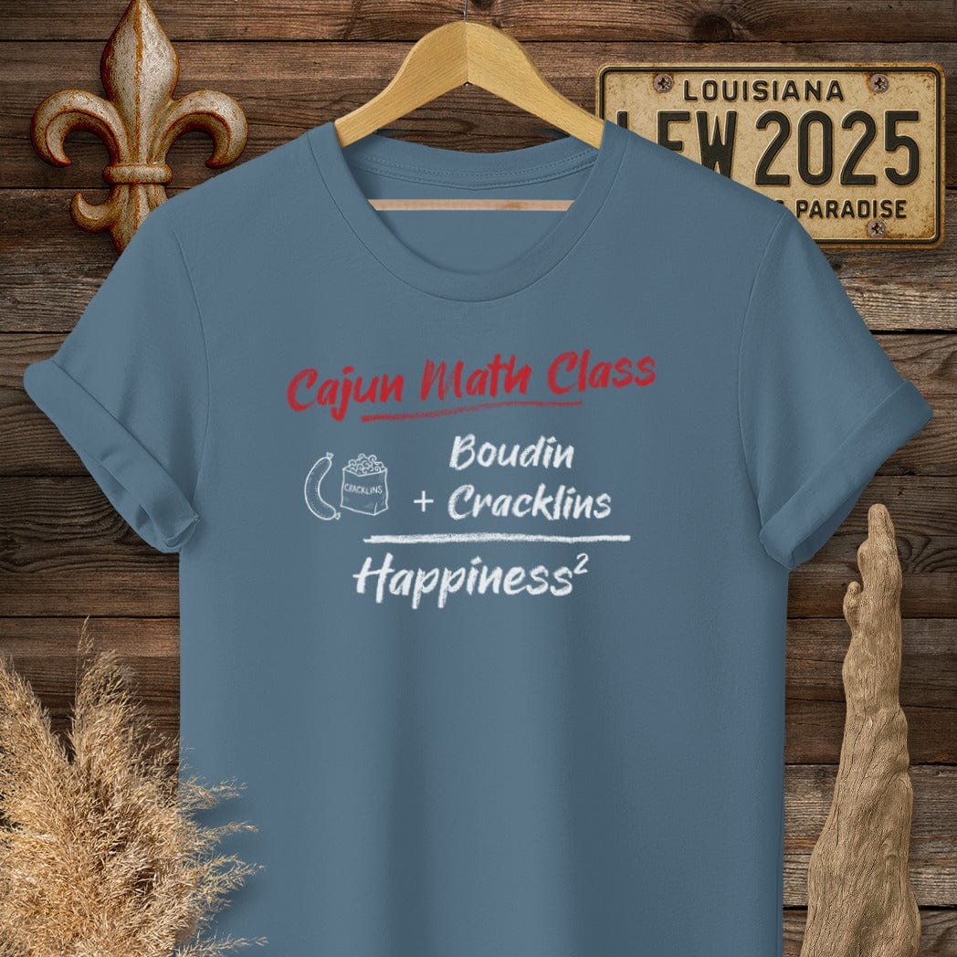 S / Indigo Blue Louisiana Cajun Math Class - Happiness T-Shirt by Laissez Faire Wear