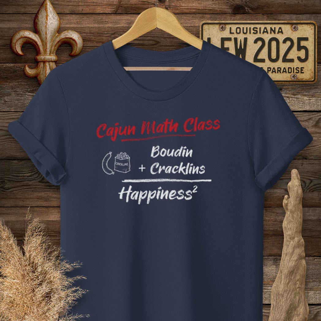 S / Navy Louisiana Cajun Math Class - Happiness T-Shirt by Laissez Faire Wear