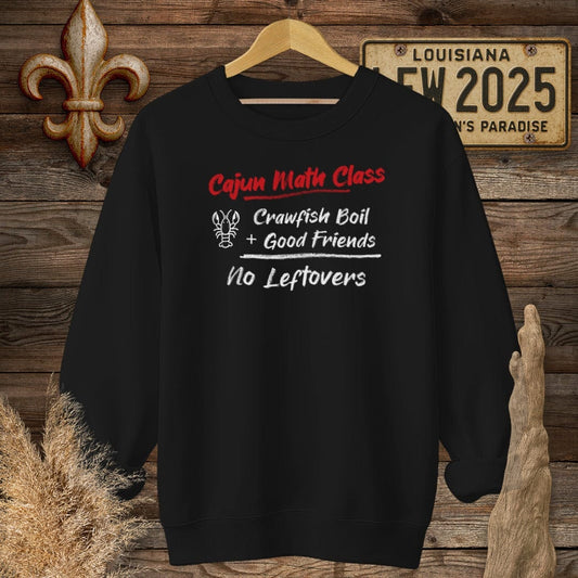 S / Black Louisiana Cajun Math Class - No Leftovers Sweatshirt by Laissez Faire Wear