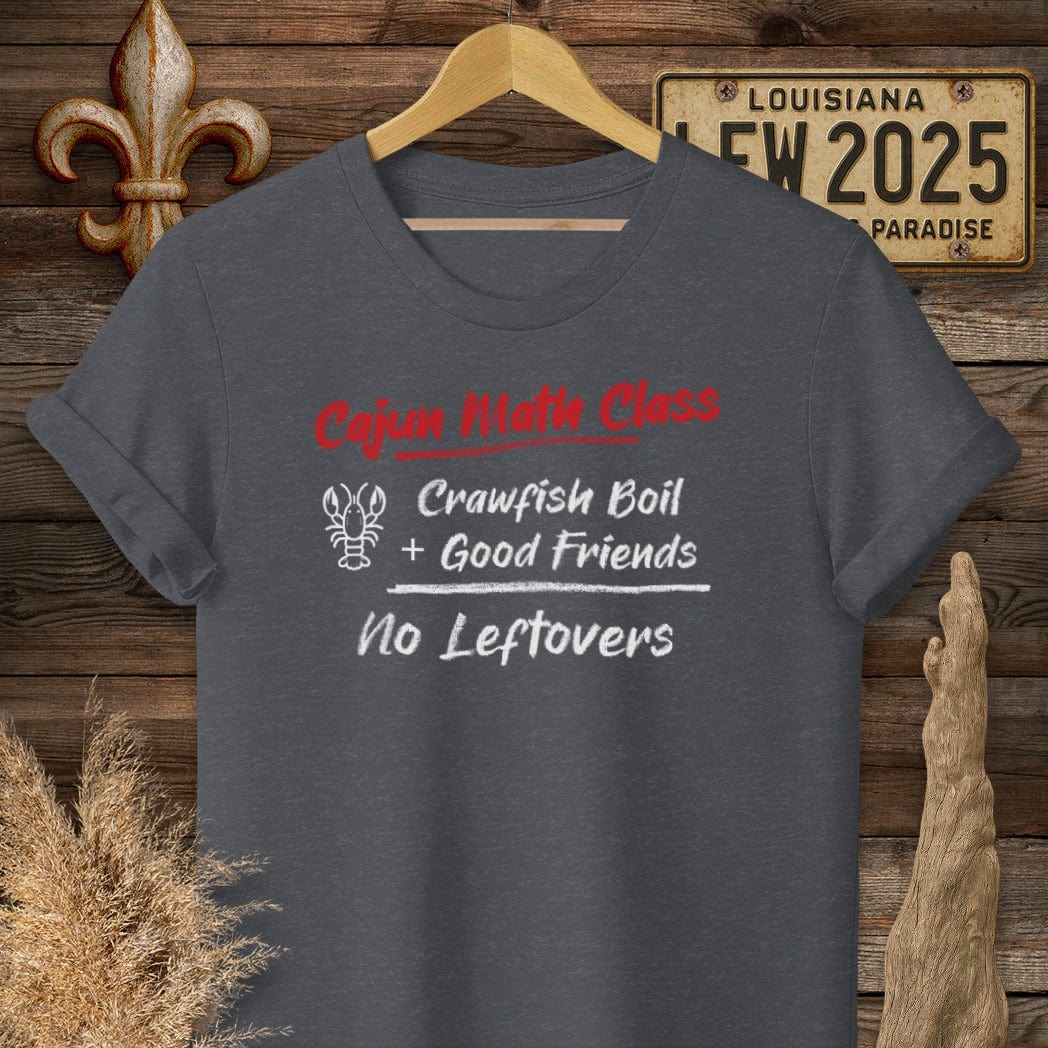 S / Dark Heather Grey Louisiana Cajun Math Class - No Leftovers T-Shirt by Laissez Faire Wear