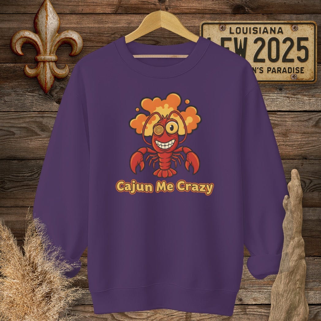 S / Purple Louisiana Cajun Me Crazy Sweatshirt by Laissez Faire Wear