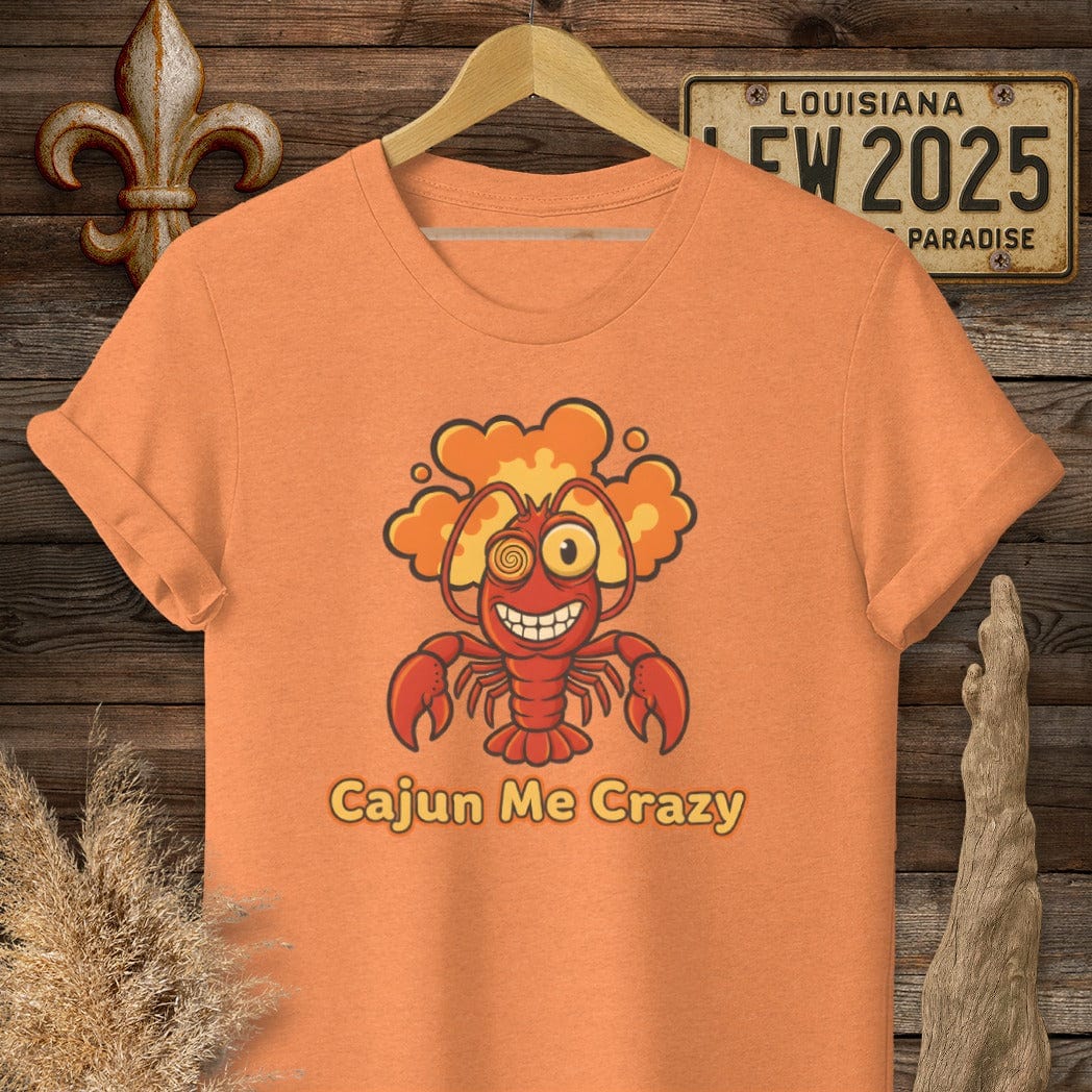 S / Heather Orange Louisiana Cajun Me Crazy T-Shirt by Laissez Faire Wear