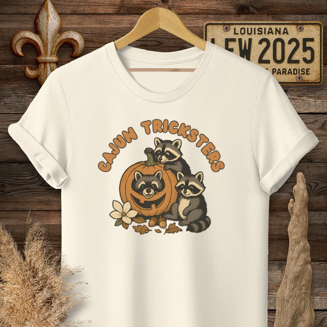 S / Natural Louisiana Cajun Tricksters Halloween T-Shirt by Laissez Faire Wear