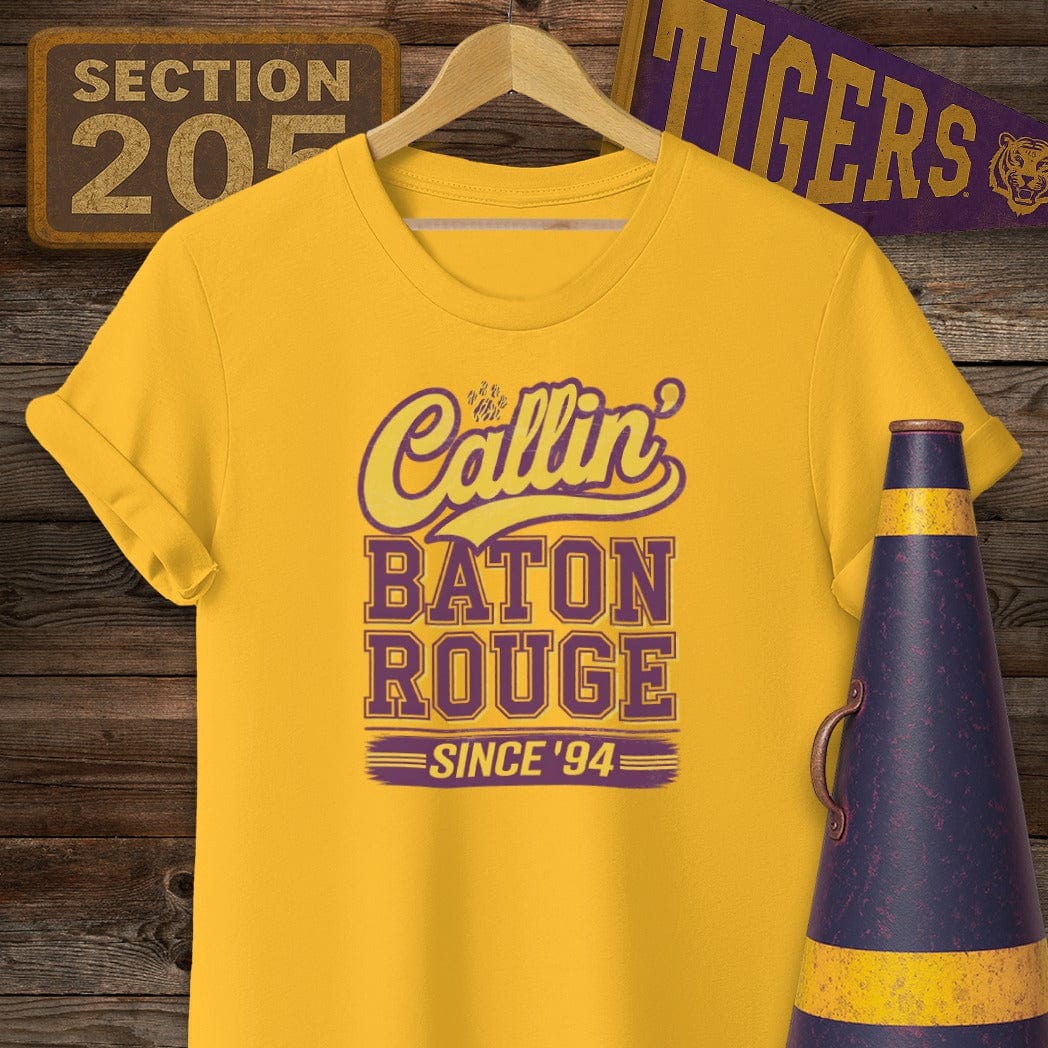 S / Gold Louisiana Callin' Baton Rouge Game Day T-Shirt by Laissez Faire Wear