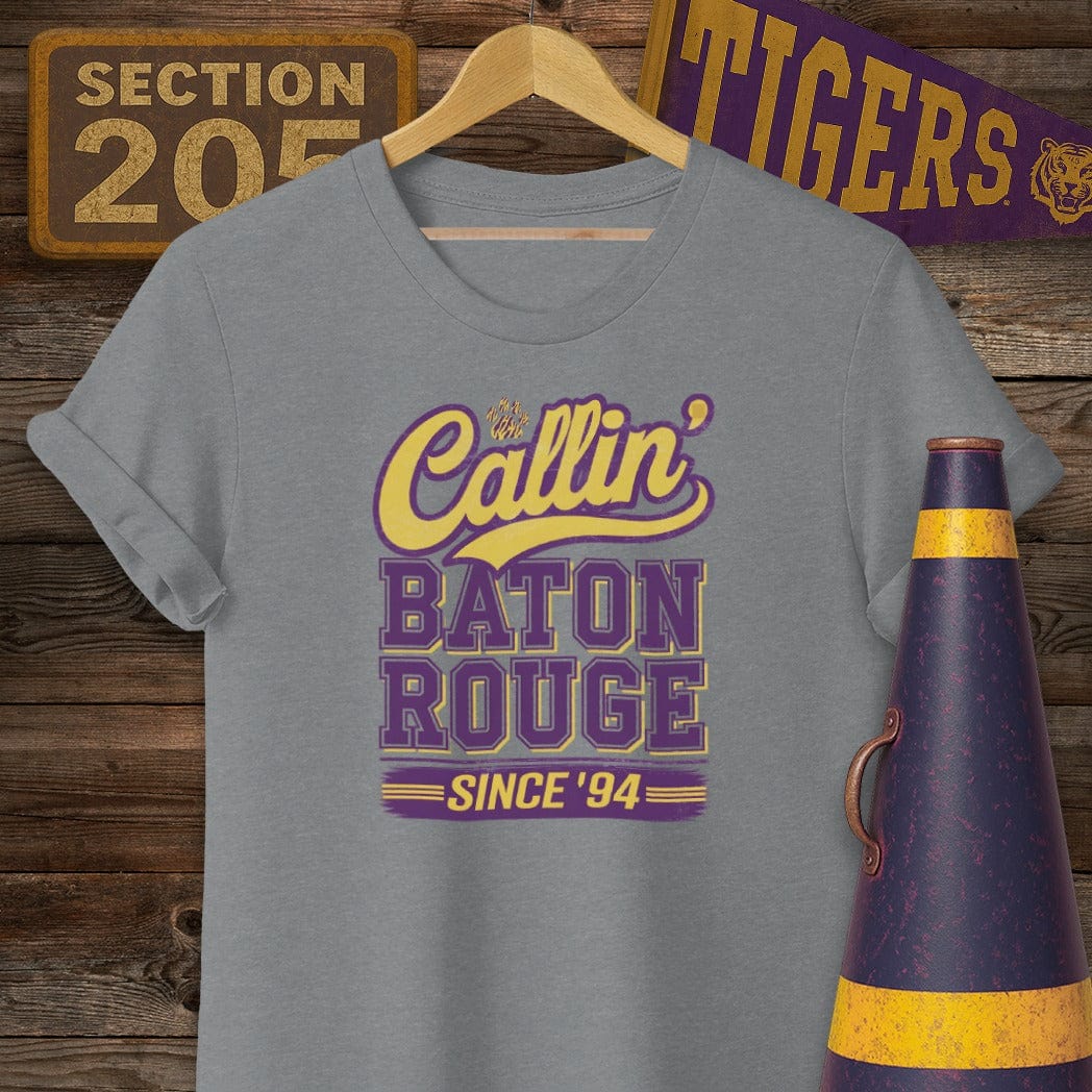 S / Graphite Heather Louisiana Callin' Baton Rouge Game Day T-Shirt by Laissez Faire Wear