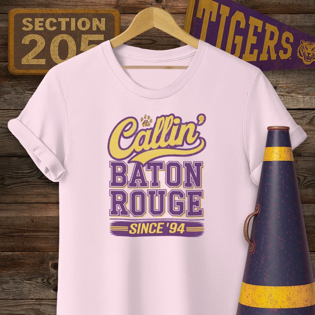 S / Light Pink Louisiana Callin' Baton Rouge Game Day T-Shirt by Laissez Faire Wear